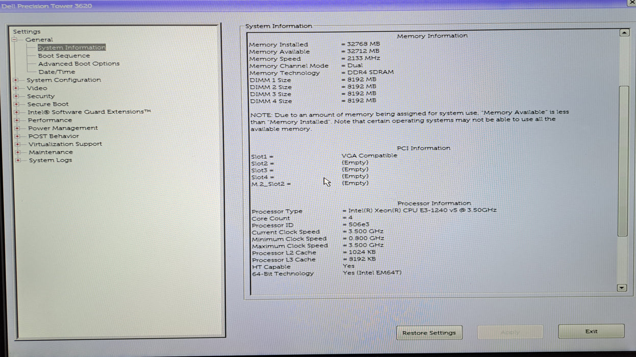Dell Precision 3620 Tower | Xeon E3-1240 v5 @3.50GHz, 32GB DDR4, K2200, No HDD