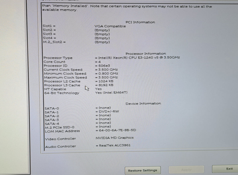 Dell Precision 3620 Tower | Xeon E3-1240 v5 @3.50GHz, 32GB DDR4, K2200, No HDD