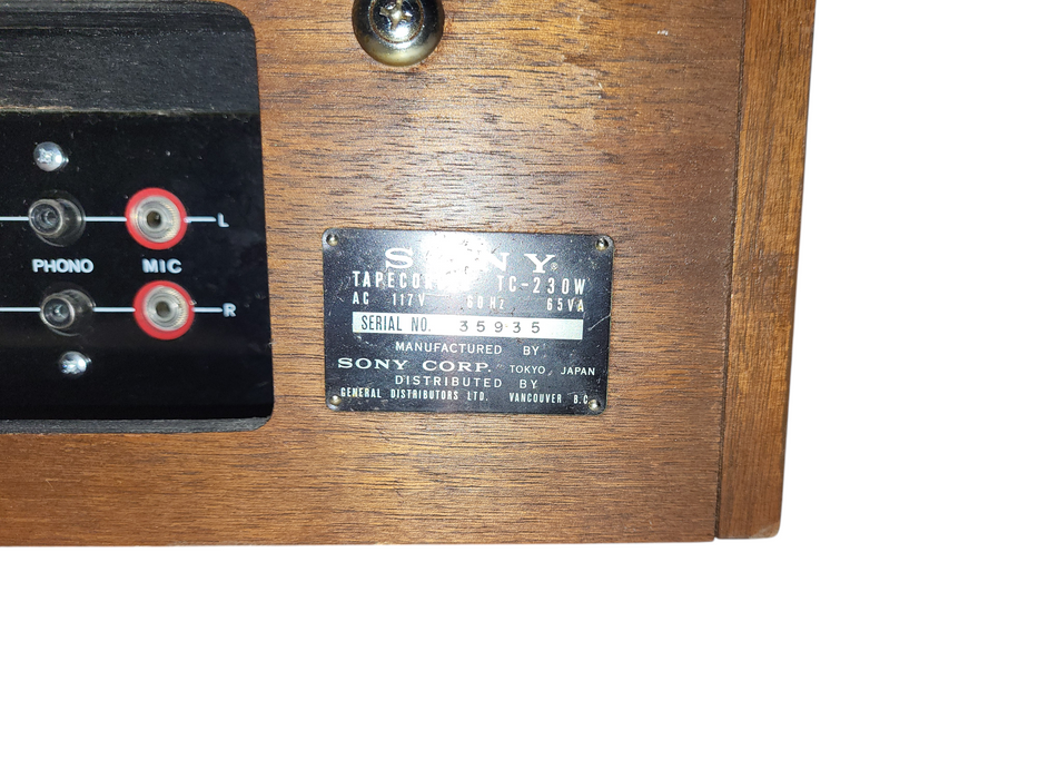 Sony Sterecorder Reel to Reel Solid State Stereo Center 230