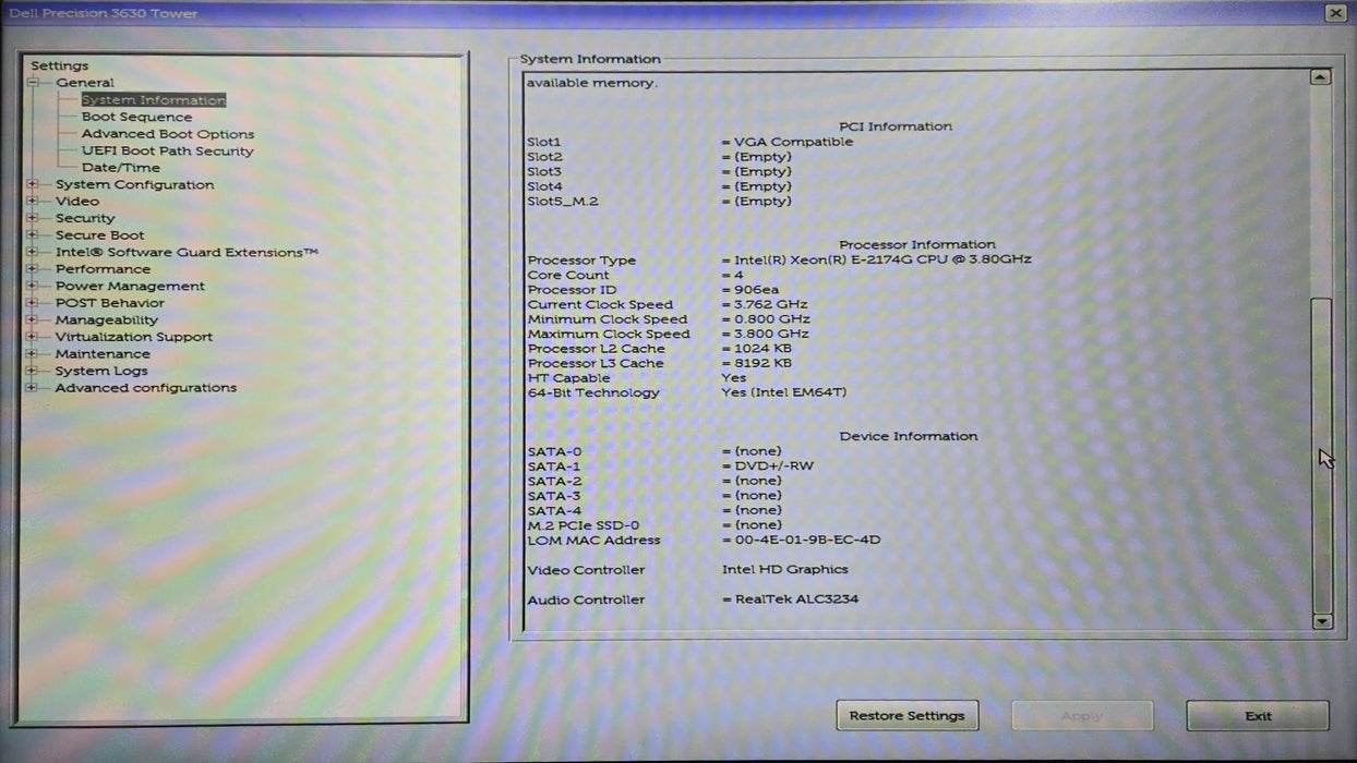 Dell Precision 3630, Xeon E-2174G 3.80GHz, 16GB DDR4, No HDD & GPU, 850W PSU