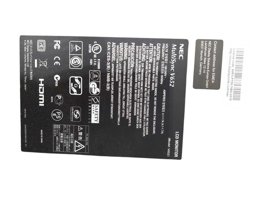 NEC 65" V652 LCD Monitor
