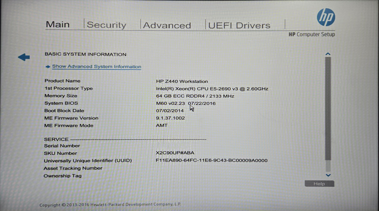 HP Z440 Workstation, Xeon E5-2690v3 2.60GHz, 64GB DDR4, No HDD, K2200