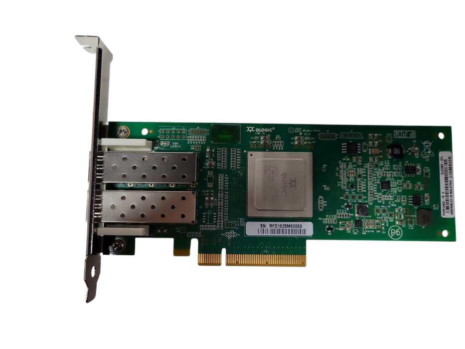 Qlogic Dell QLE2562 PCI-E 8GB Dual Port HBA Host Bus Adapter MFP5T + 2x 8Gb SFP