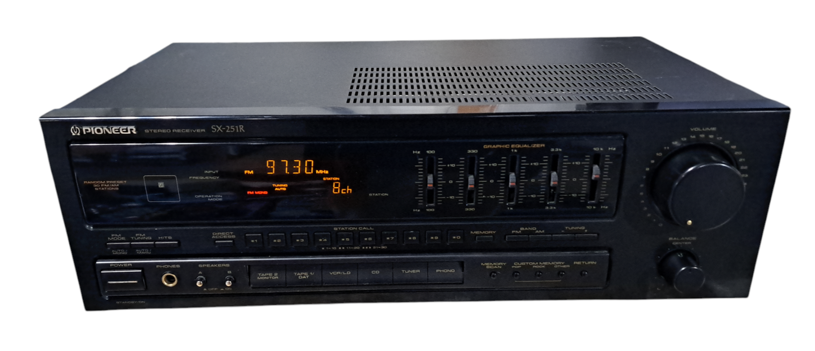 Pioneer SX-251R Stereo AM/FM Receiver 5 Band EQ & Phono 50W/Ch | READ