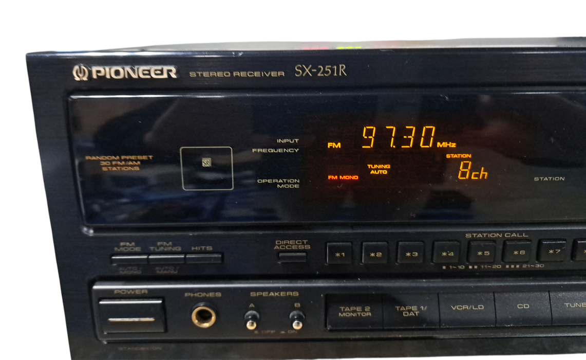 Pioneer SX-251R Stereo AM/FM Receiver 5 Band EQ & Phono 50W/Ch | READ