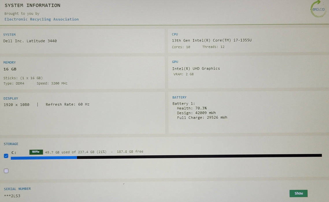 Dell Latitude 3440 14" i7-1335U 16GB DDR4 256GB NVMe