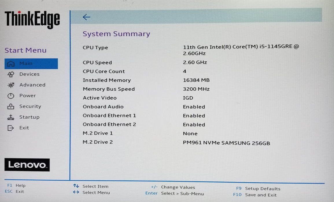 Lenovo ThinkEdge SE30 Core i5‑1145GRE CPU 16GB RAM 256GB NVMe