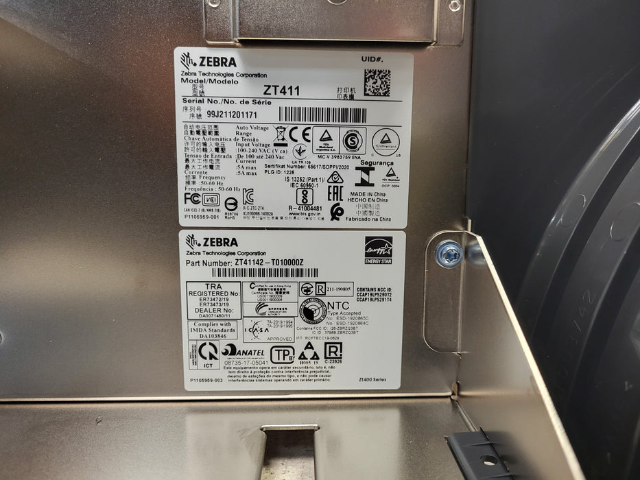 Zebra ZT411 Industrial Label Printer 203dpi Ethernet BT ZT41142-T01A000Z OpenBox