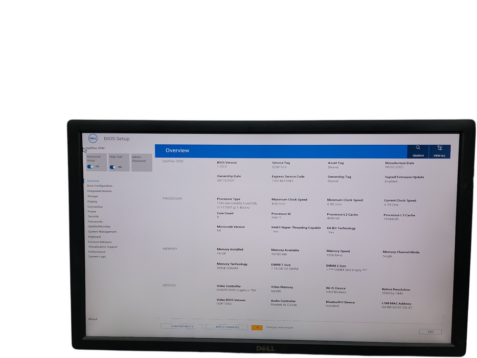 Dell Optiplex 7090 Micro 11th Gen i7 - 11700T @ 1.40GHz 16GB DDR4 Ram No HDD