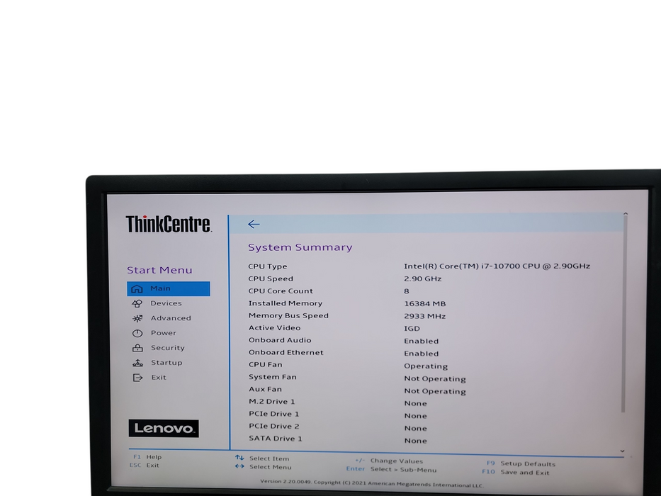 Lenovo ThinkCentre M80t MT i7 - 10700 @ 2.90GHz 16GB DDR4 Ram No HDD