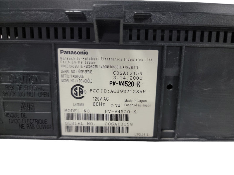 Panasonic PV-V4520-K Omnivision 4-Head Hi-Fi VCR Player| Made in Japan