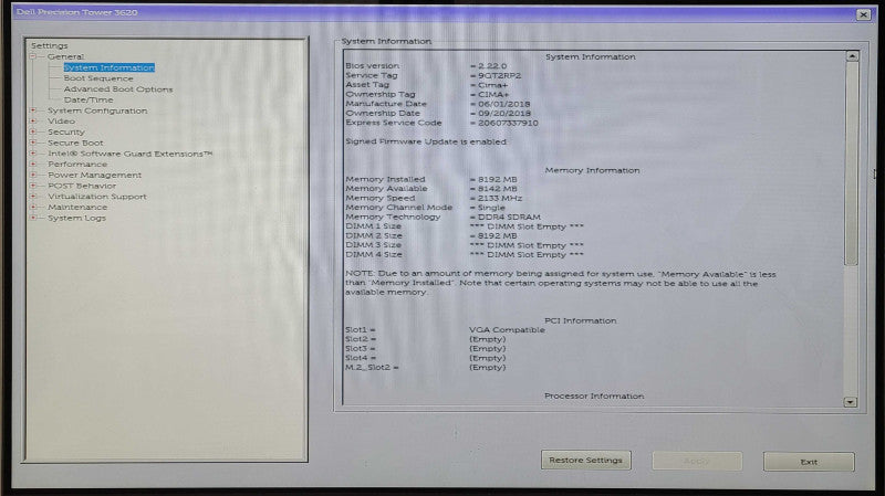Dell Precision T3620, E3-1240 v6 3.70GHz 4C, 8GB DDR4, No HDD, QUADRO K620