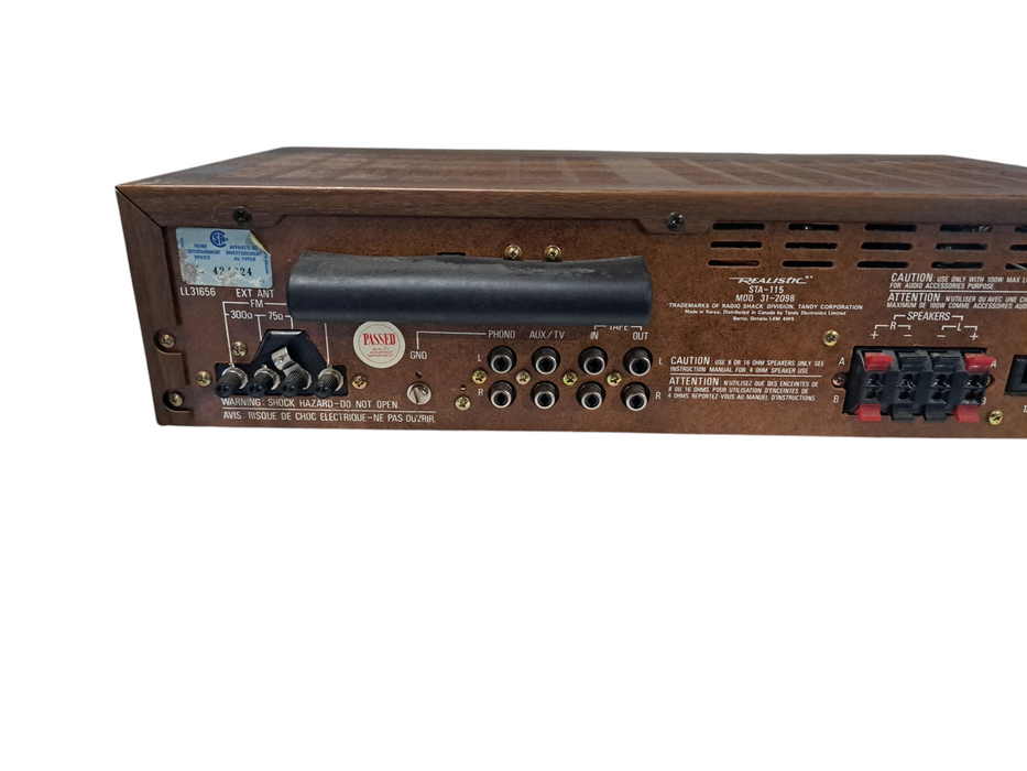 Realistic STA-115 AM/FM Stereo Receiver 24WPC Vintage Audio Receiver