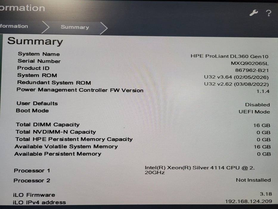 HP ProLiant DL360 Gen10 - 1x Xeon Silver 4114, 16GB DDR4, P408i-a - No HDD