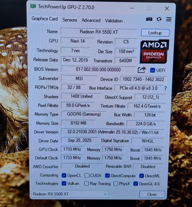 MSI Radeon RX 5500 XT MECH 8GB GDDR6 Graphics Card