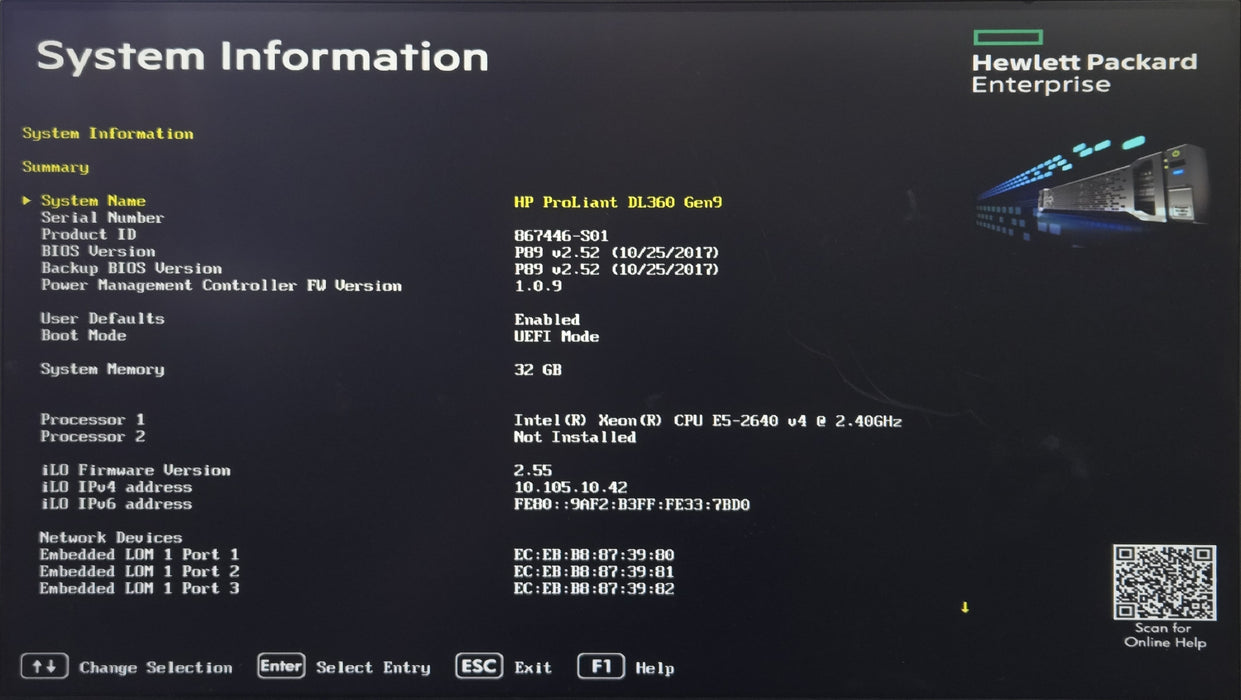 HP ProLiant DL360 Gen 9, Xeon E5-2640v4, 32GB DDR4, P440ar, No HDD, 2x 500W PSU