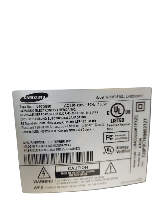 Samsung Tv Model: LN40D550