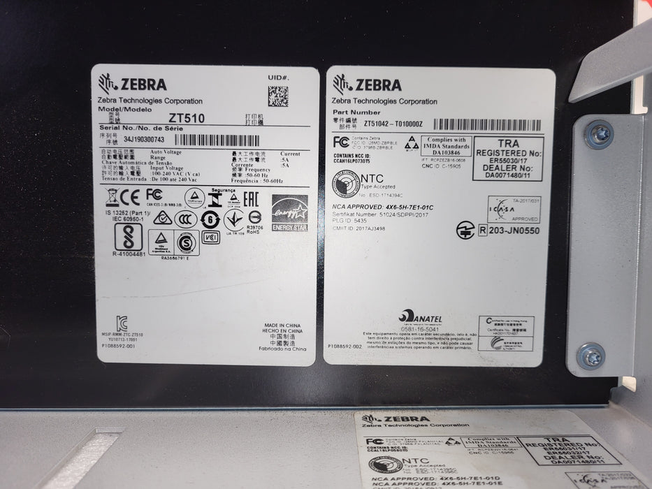 Zebra ZT510 Industrial Thermal Label Printer – ZT51042-T010000Z