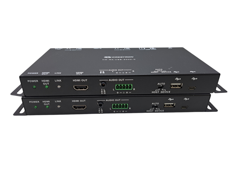 Lot of 2x Crestron HD-RX-USB-2000-C HDMI USB Over HDBaseT Receivers