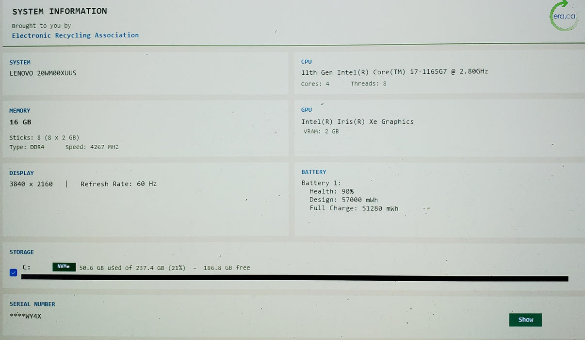 Lenovo ThinkPad T14s Gen 2 14" i7-1165G7 16GB DDR4 256GB NVMe