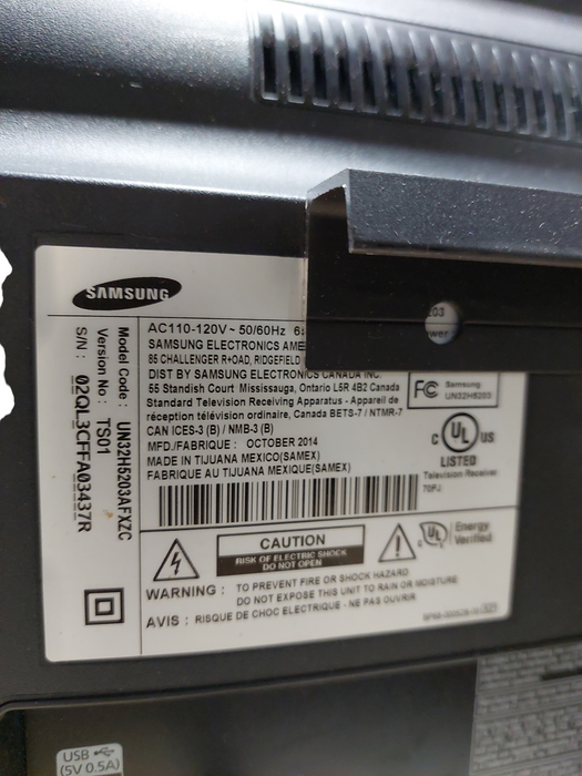 Samsung 32" TV Model: UN32H5203AFXZC