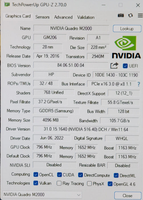 NVIDIA Quadro M2000 4GB GDDR5 Graphics Card - 4xDP