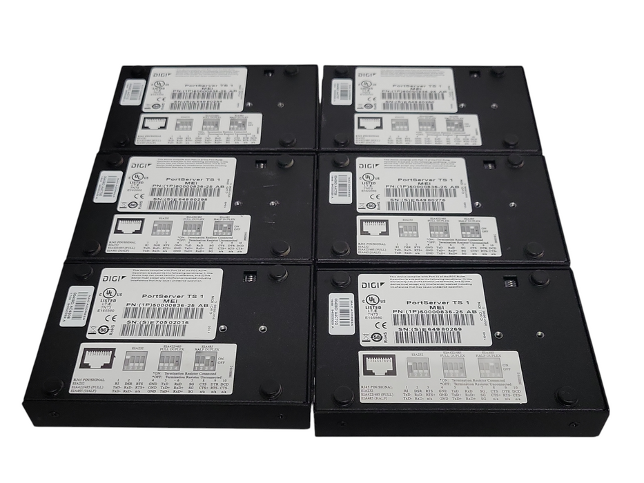 Lot of 6x Digi PortServer TS 1 MEI Serial Server 50000836-25 AB, READ