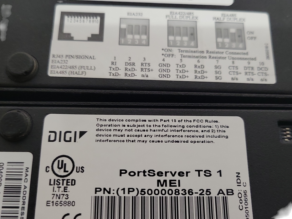 Lot of 6x Digi PortServer TS 1 MEI Serial Server 50000836-25 AB, READ