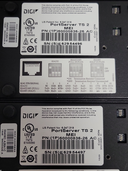 Lot of 5x Digi PortServer TS 2 MEI 50000836-26, READ