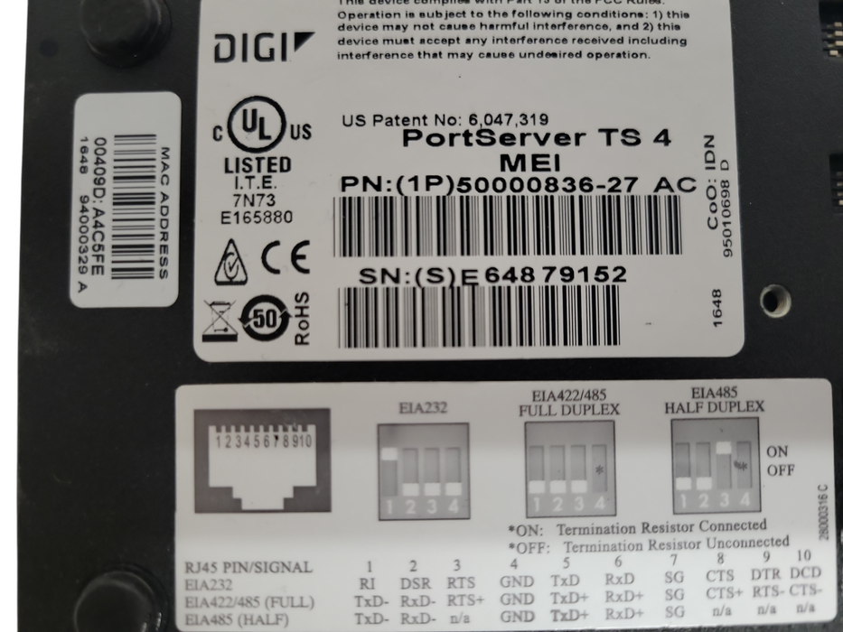 Digi PortServer TS 4 MEI 50000836-27, READ