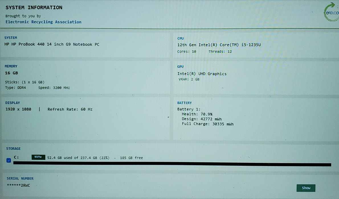 HP ProBook 440 G9 Intel Core i5-1235U 16GB Ram 256GB SSD