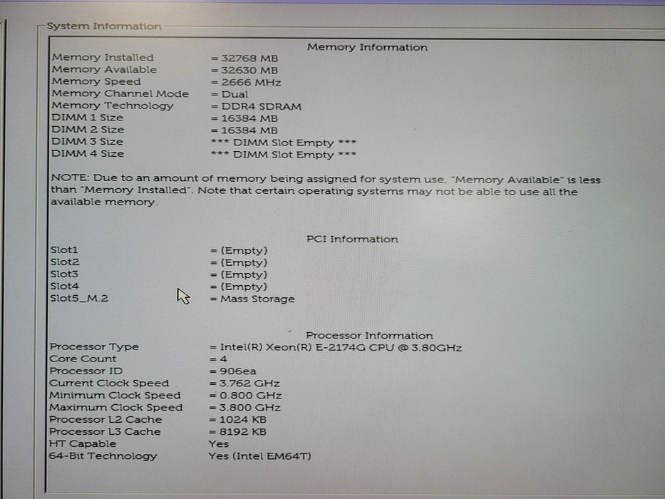 Dell Precision 3630 Tower - Xeon E-2174G, 32GB DDR4, 256GB NVME