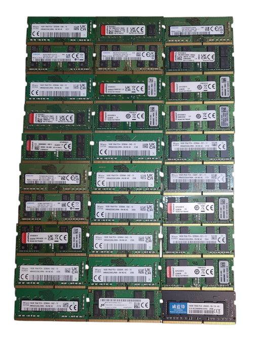 Lot of 60x, Assorted 16GB DDR4 SODIMM Laptop RAM