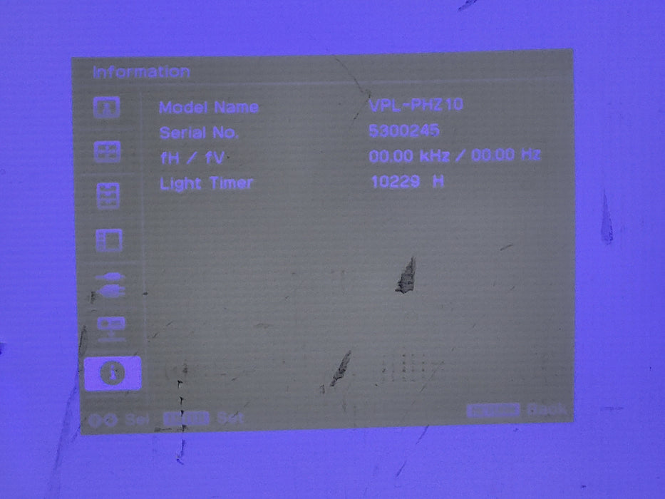 Sony VPL-PHZ10 Projector 5000 ANSI Lumens 1920x1200 Lamp hour: 10229h READ