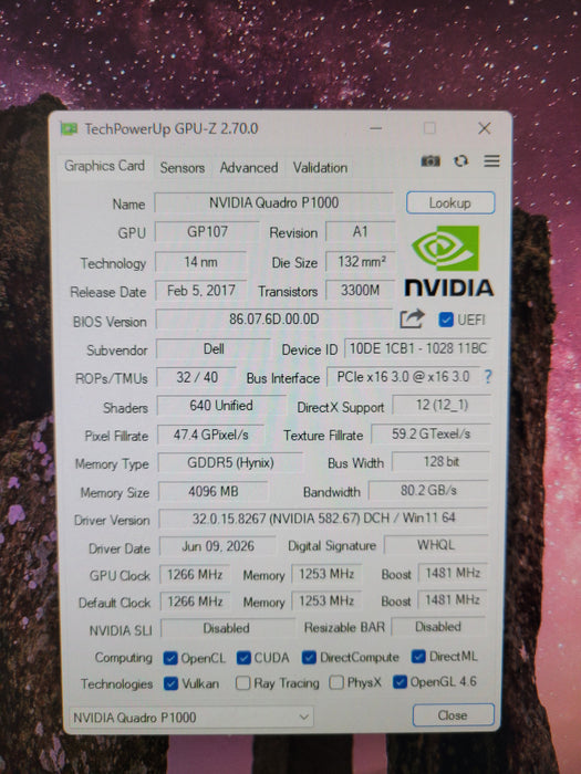 Nvidia Quadro P1000 4GB GDDR5 Graphics card 4x Mini DP,