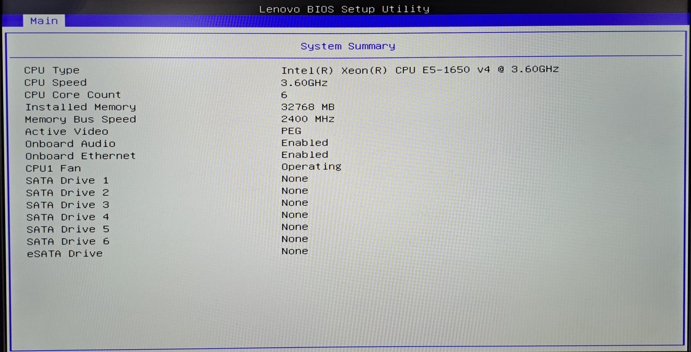 Lenovo ThinkStation P510 | Xeon E5-1650 v4 @3.60GHz, 32GB DDR4, P600, No HDD
