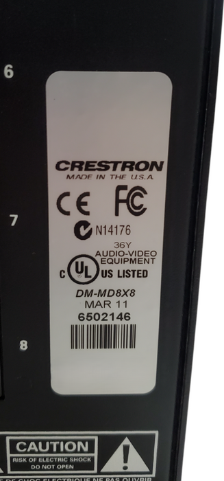 Crestron DM-MD8X8 8x8 DigitalMedia Matrix Switcher Chassis - No Cards *READ*
