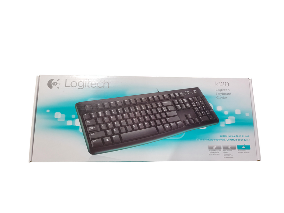Logitech K120 Wired USB Keyboard Full Size Black