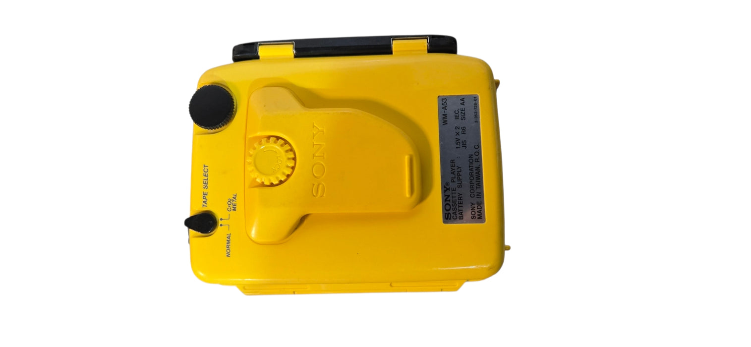 Vintage Sony Walkman Sports WM-A53 Yellow Portable Cassette Player