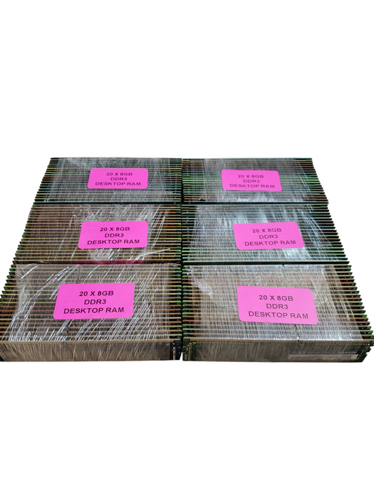 Lot of 120x, Assorted 8GB DDR3 DESKTOP RAM