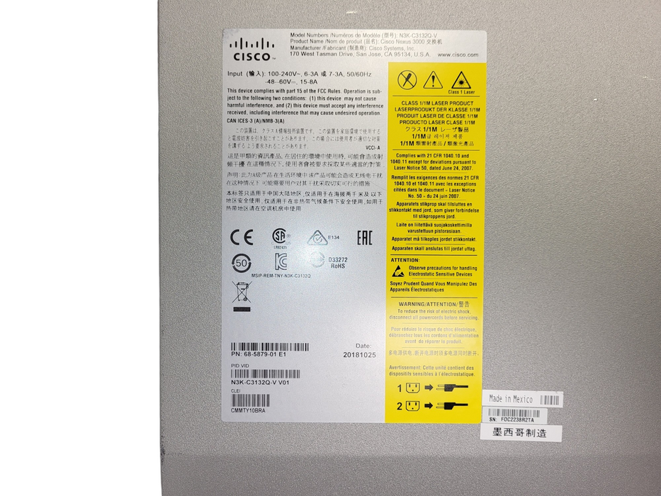 Cisco N3K-C3132Q-V Nexus 3132Q VXLAN 32-Port QSFP 40Gb Switch