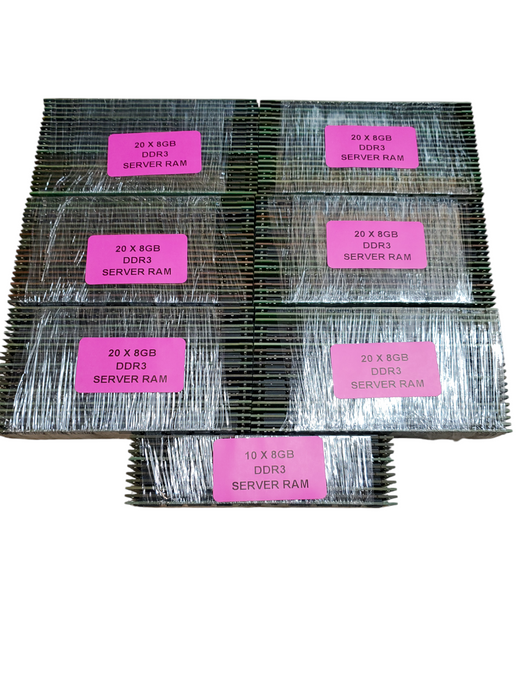 Lot of 130x, Assorted 8GB DDR3 SERVER RAM