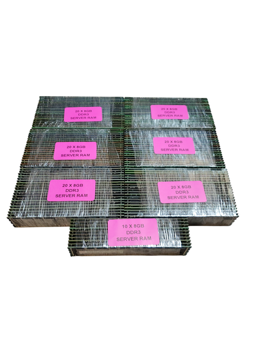 Lot of 130x, Assorted 8GB DDR3 SERVER RAM