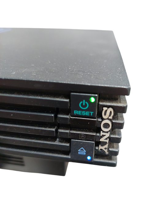 Playstation 2 Fat Black Model: SCPH-50001 & 2 - 8MB Black Memory Cards ( Parts )