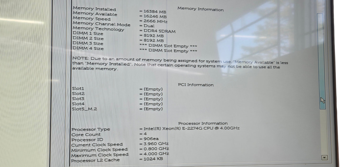 Dell Precision 3630  E-2274G CPU | 16GB DDR4 | 500GB SSD