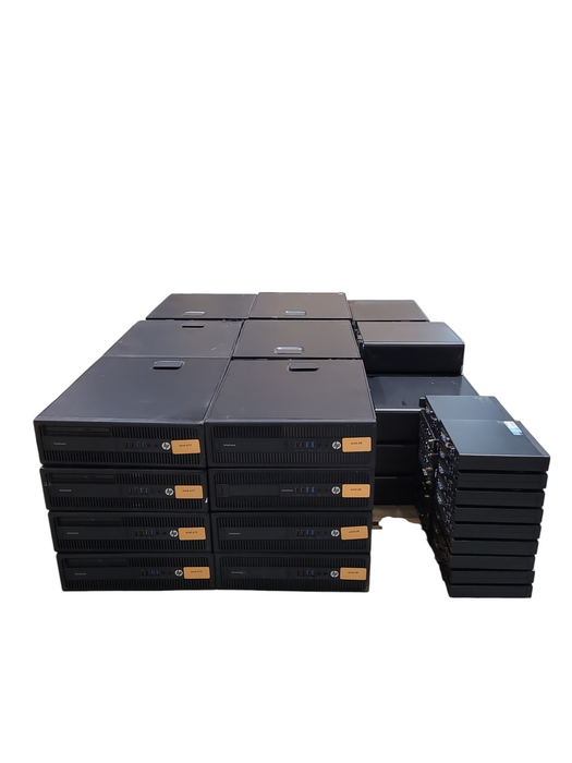 Lot of 53x AMD PCs, USFF and SFF, assorted Brands and CPUs (AMD-P2)(AS-IS)