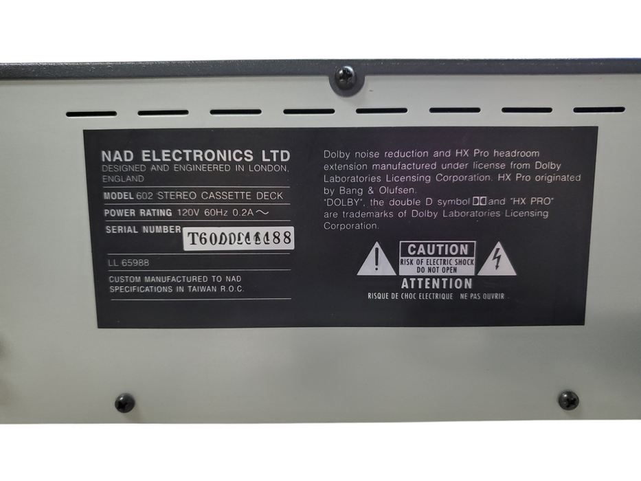 NAD 602 Stereo Cassette Deck Tape Player *READ*