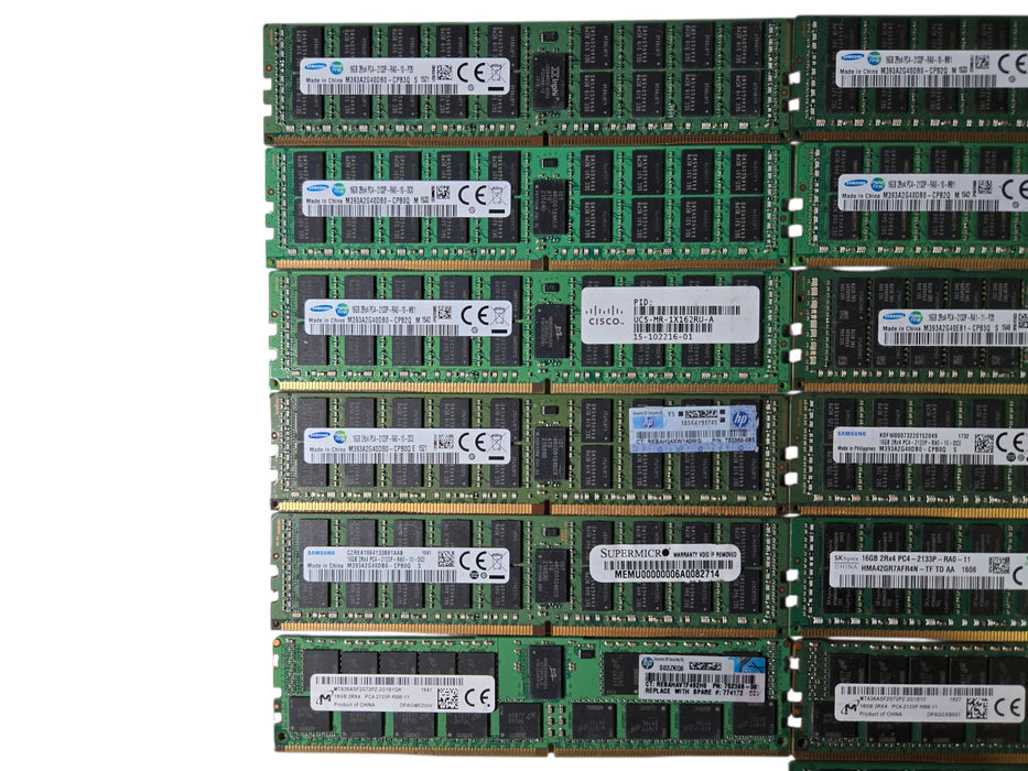 Lot of 19x Assorted 16GB 2Rx4 PC4-2133P, Server Memory
