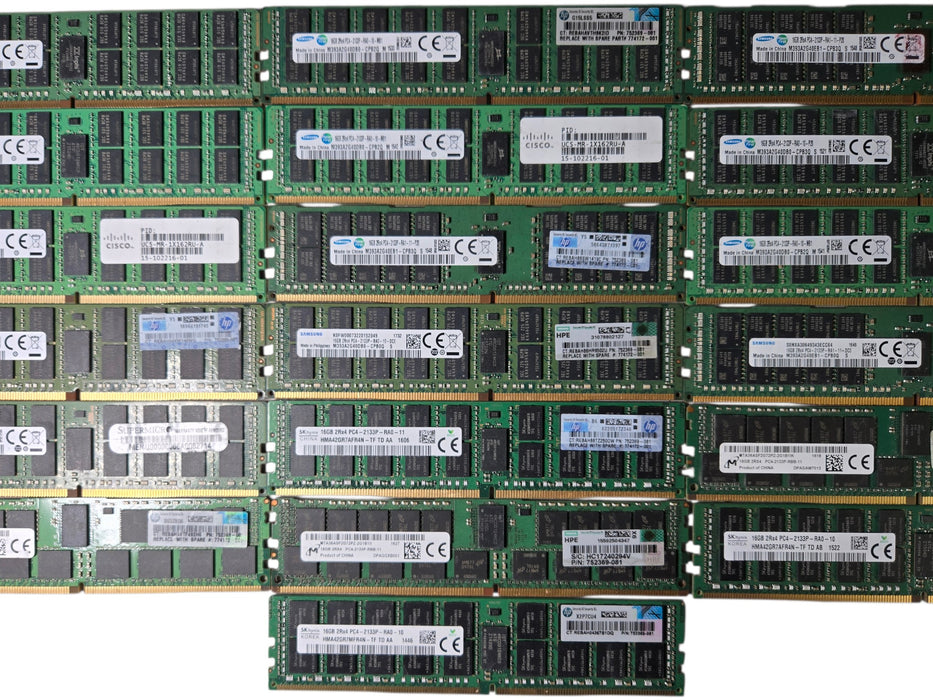 Lot of 19x Assorted 16GB 2Rx4 PC4-2133P, Server Memory