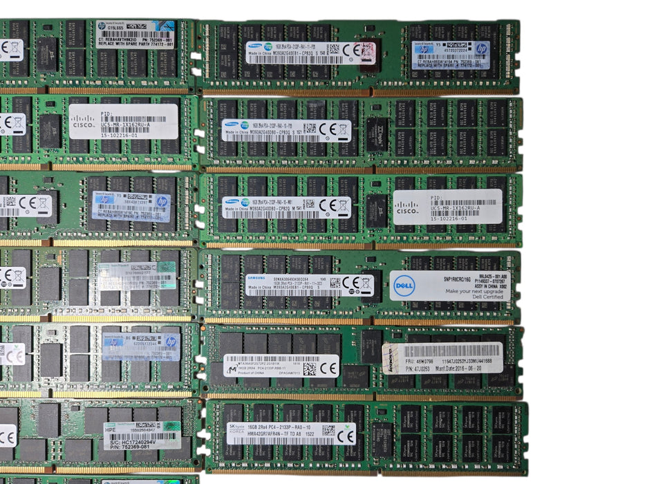 Lot of 19x Assorted 16GB 2Rx4 PC4-2133P, Server Memory